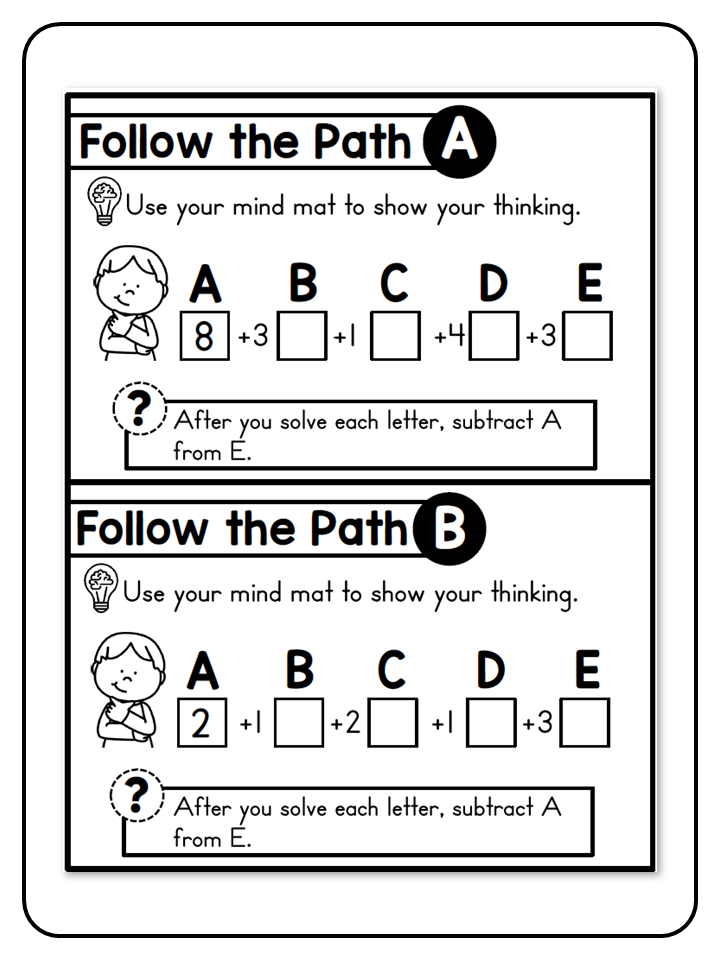 Number Talk Task Cards - Follow the Path