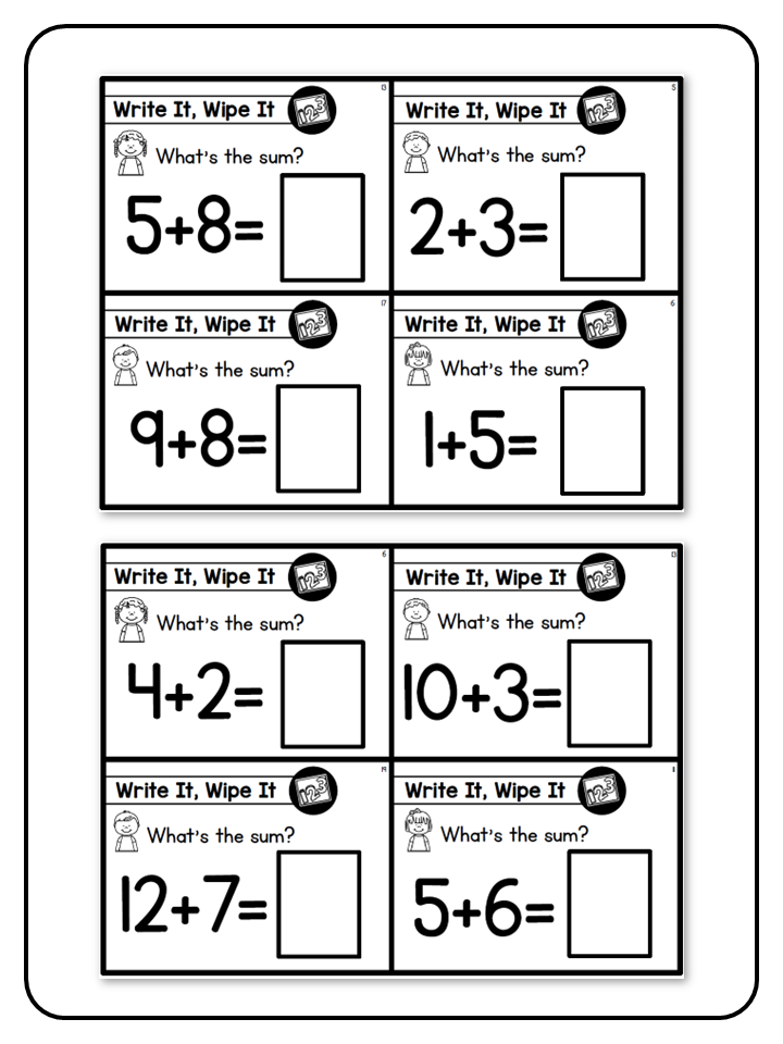 Write and Wipe - The Math Bundle - Addition