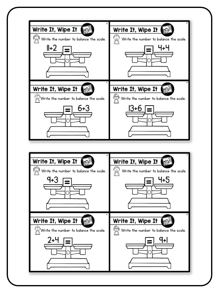 Write and Wipe - The Math Bundle - Balancing Equations