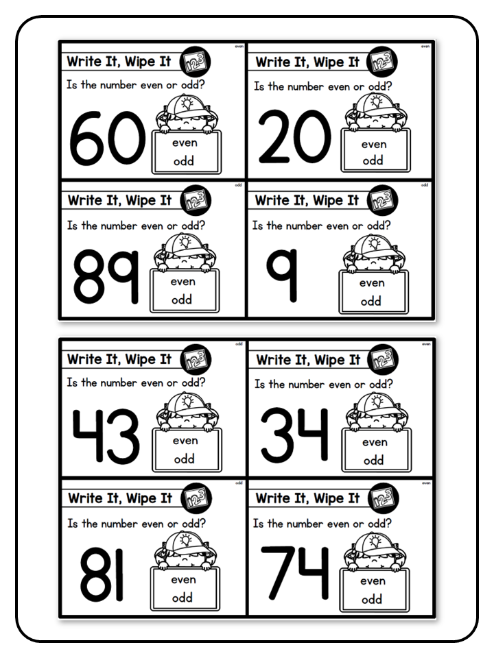Write and Wipe - The Math Bundle - Even or Odd