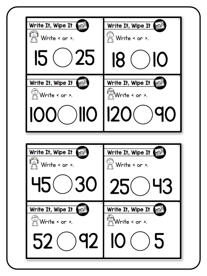 Write and Wipe - The Math Bundle - Greater Than, Less Than