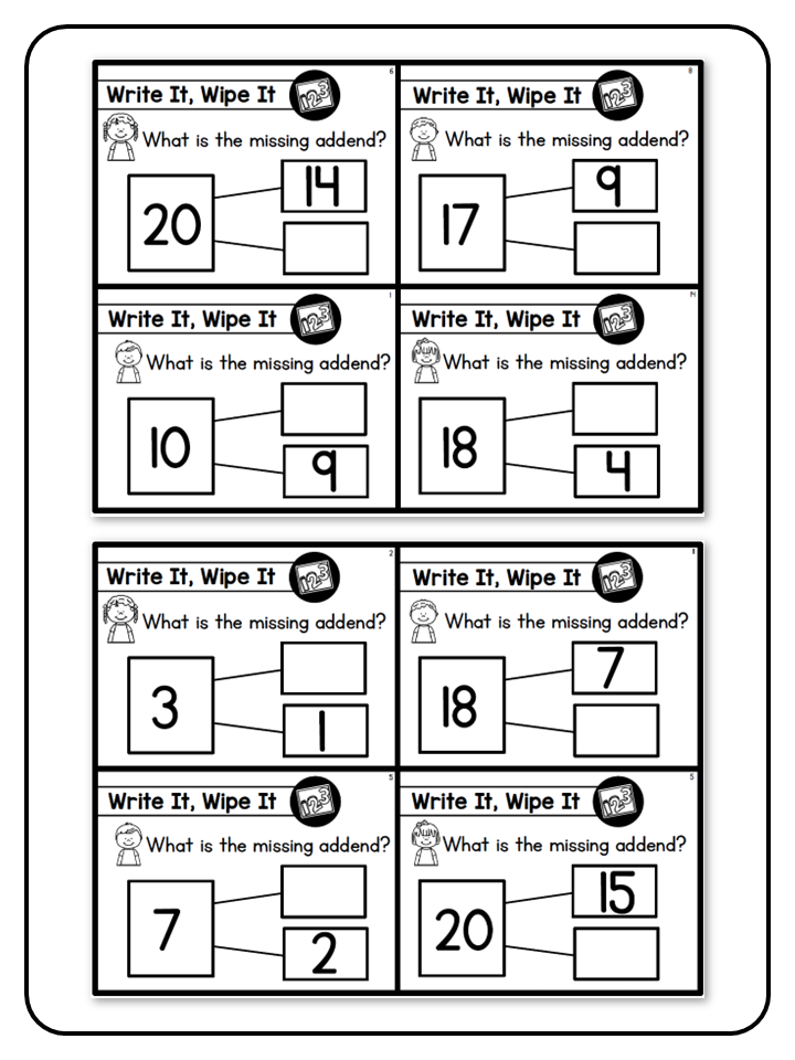 Write and Wipe - The Math Bundle - Missing Addend