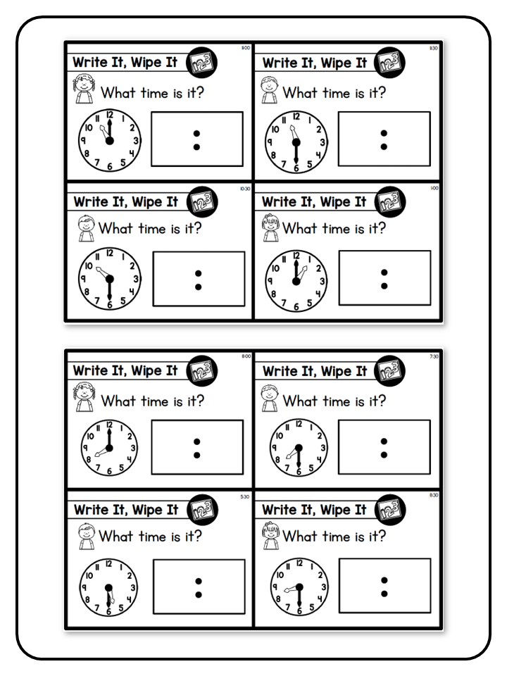 Write and Wipe - The Math Bundle - Telling Time