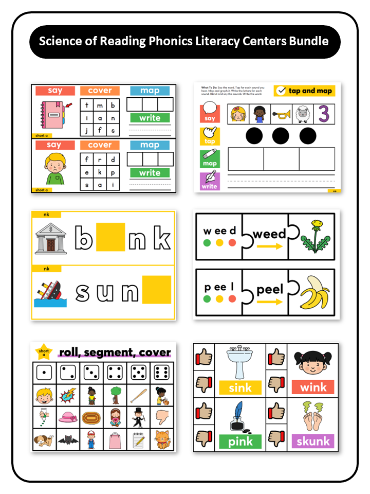 Science of Reading Phonics Literacy Centers Bundle