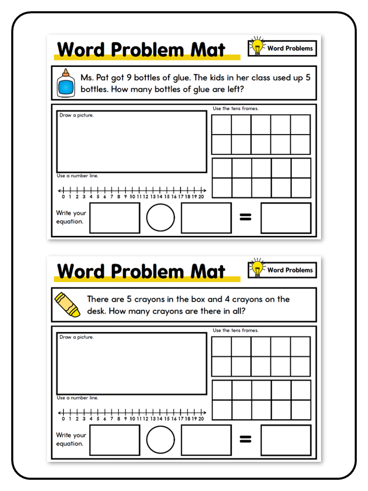 Word Problem Mats