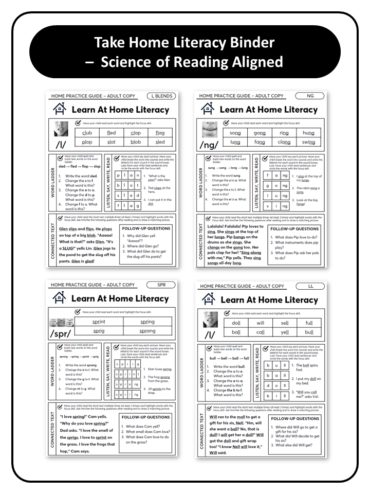 Take Home Literacy Binder - Science of Reading Aligned