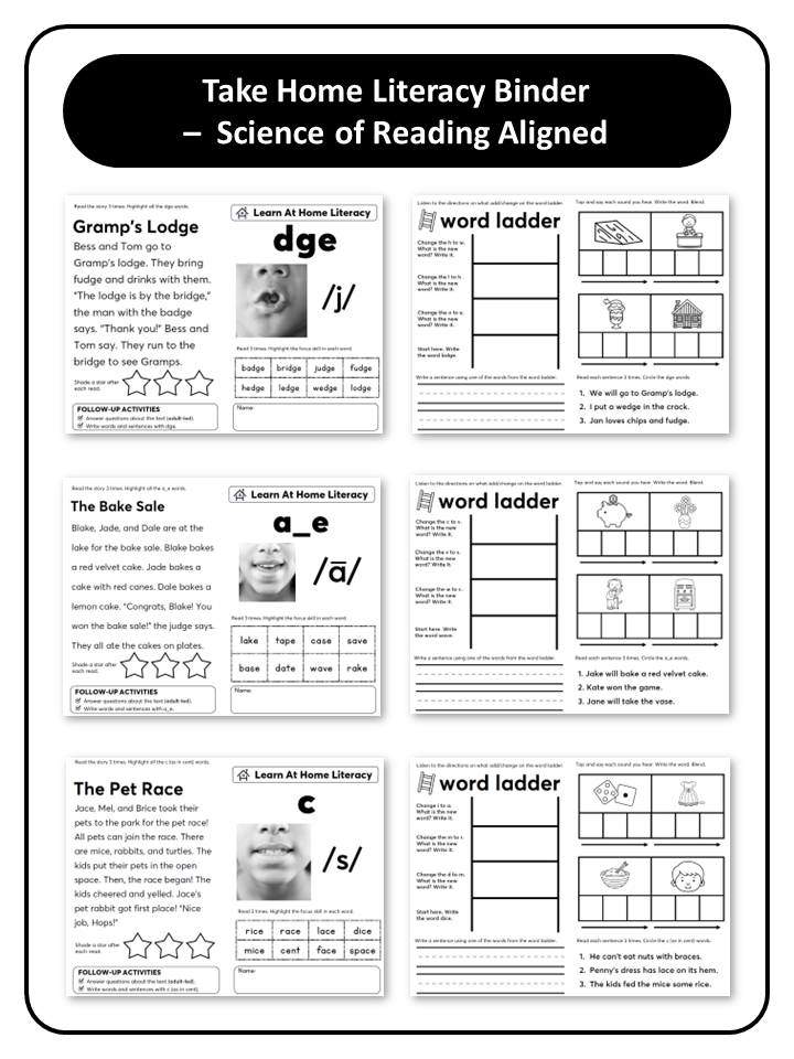 Take Home Literacy Binder - Science of Reading Aligned