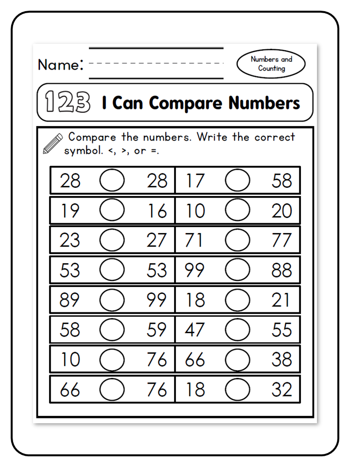 I Can Compare Numbers