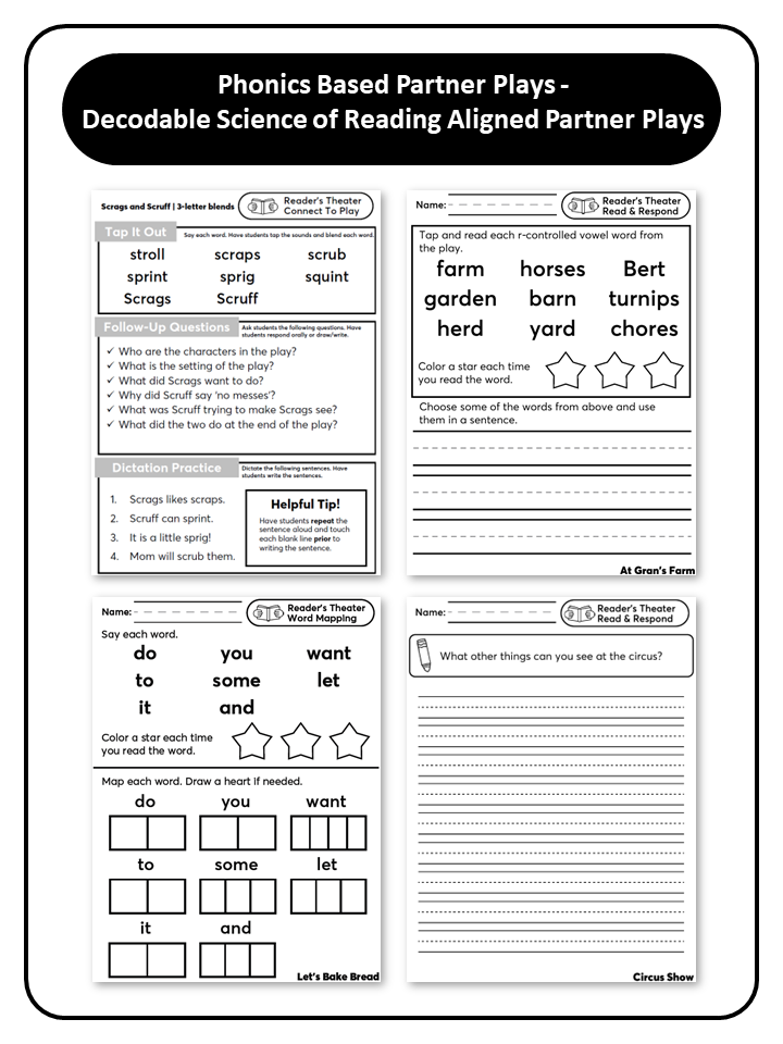 Phonics Based Partner Plays - Decodable Science of Reading Aligned Partner Plays