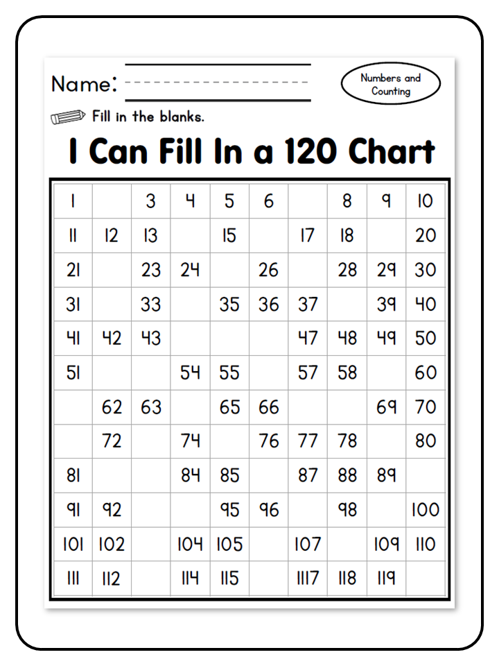 I Can Fill In a 120 Chart