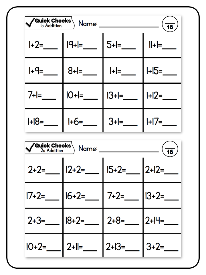 Fast Fact Fluency Quick Checks