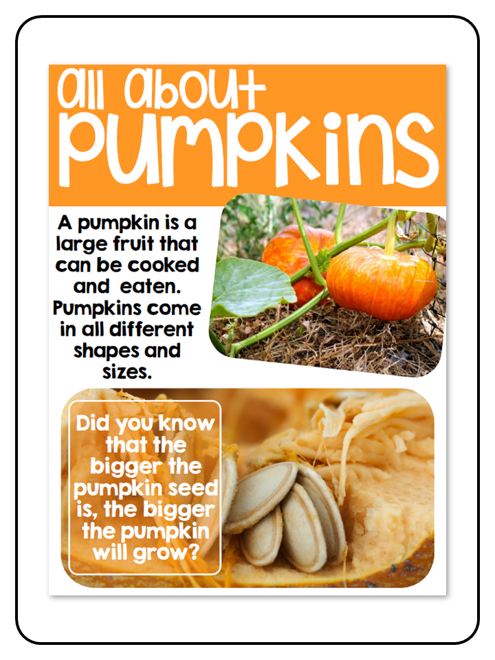 All About Pumpkins - Nonfiction Activities