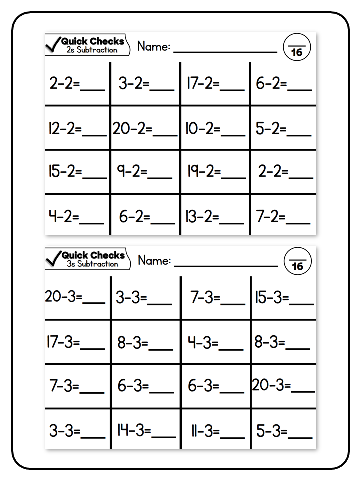 Fast Fact Fluency Quick Checks