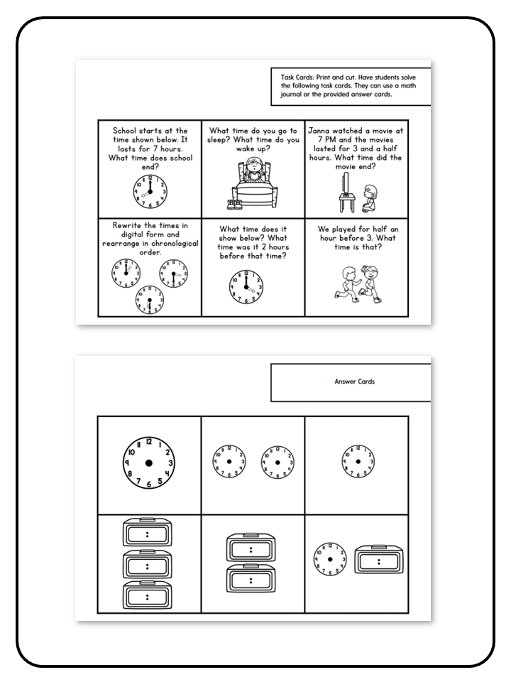 Time Task Cards