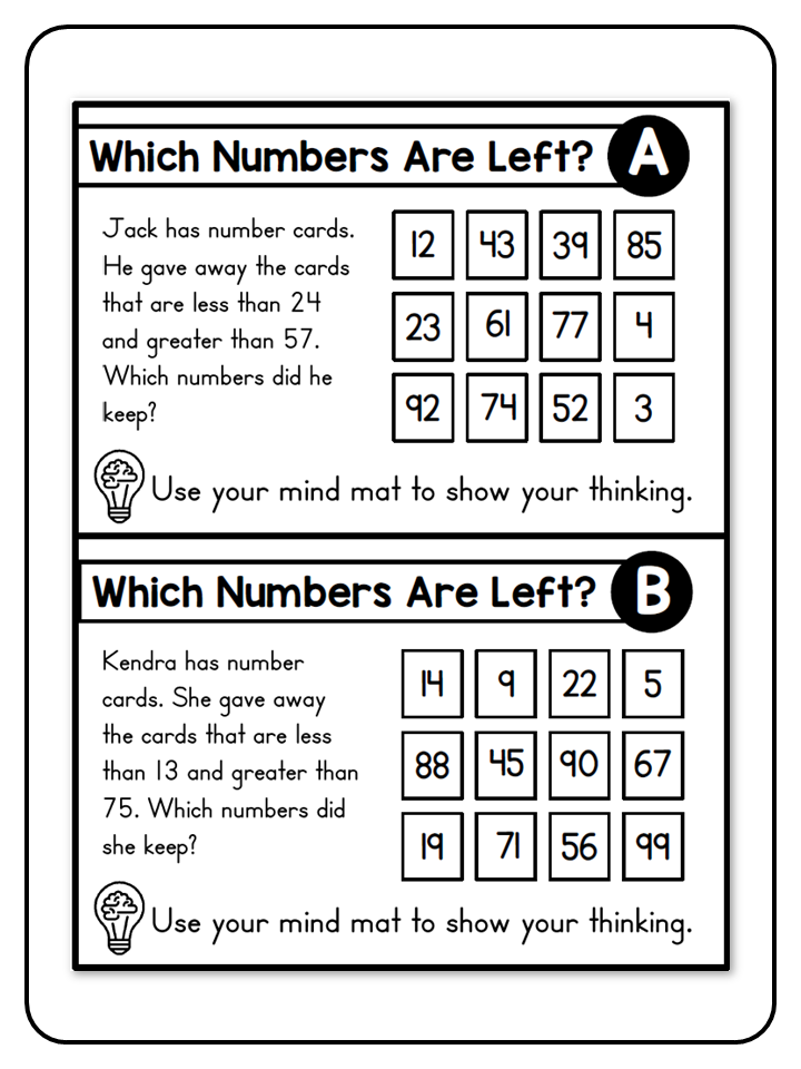 Number Talk Task Cards - Which Numbers Are Left?