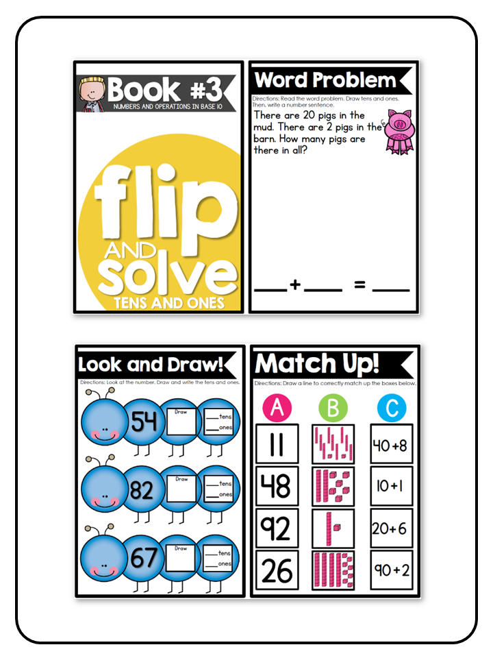 Adding Tens and Ones - Flip and Solve Books